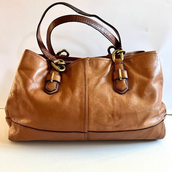 COACH Leather TURNLOCK Chelsea Jayden Satchel, Brown + Dustbag + Care Cards - Picture 7 of 15
